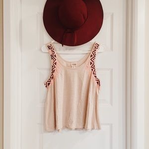 Mossimo Beige Aztec-Print Flowy Tank Top